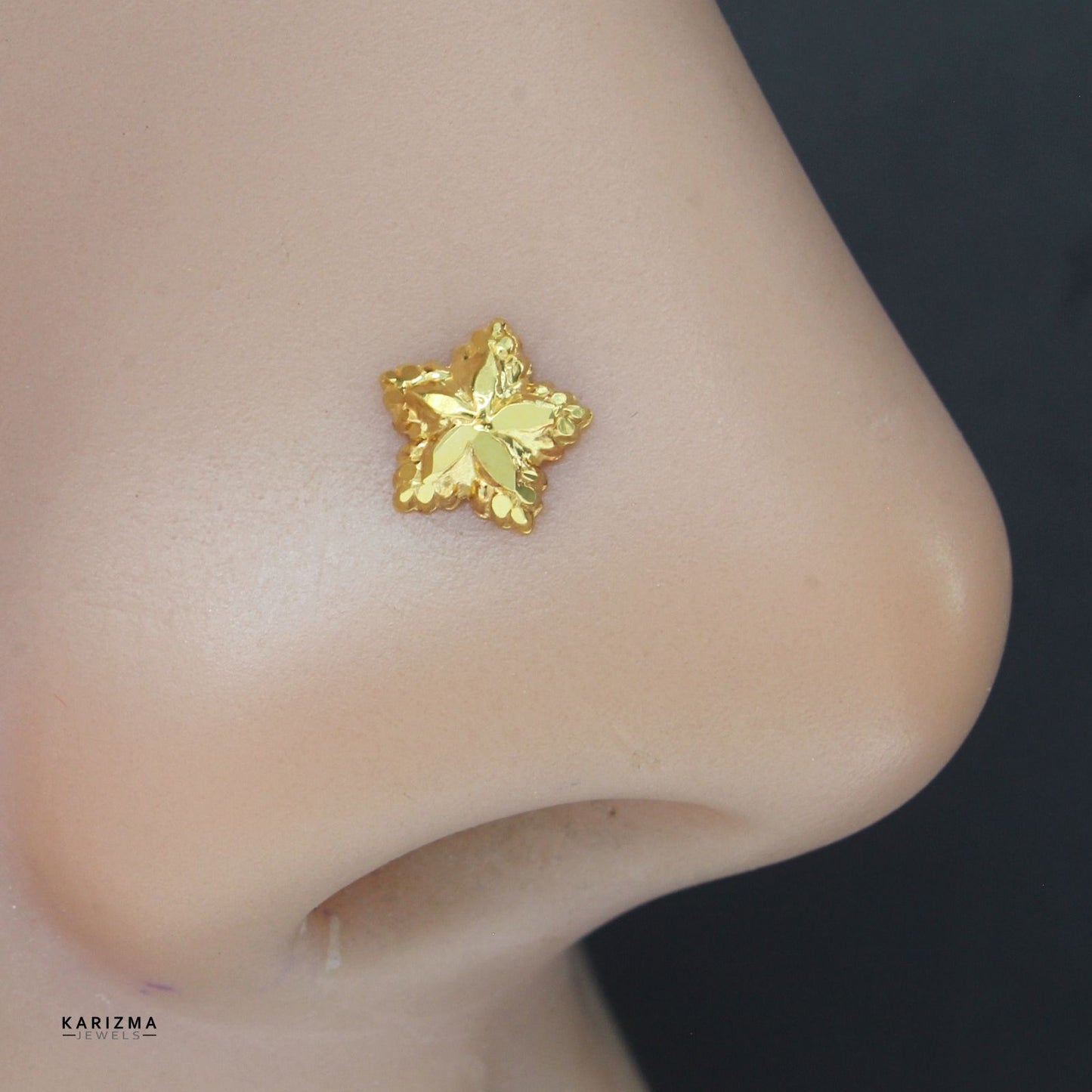 18K Real Gold Indian Women star Nose stud nose ring Push Pin