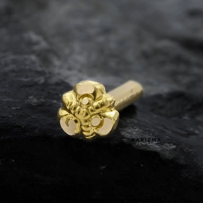Floral 14k Real Gold Women small Nose Pin Push Pin