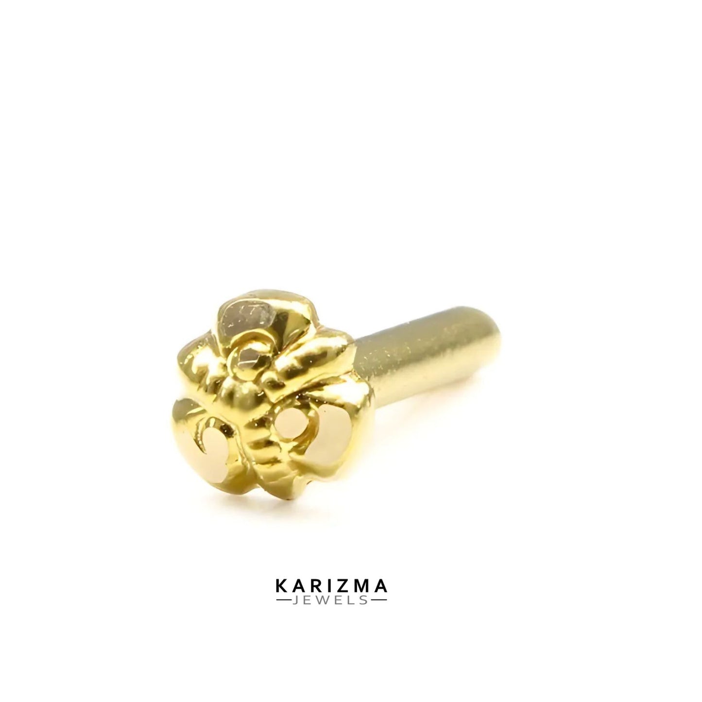 Floral 14k Real Gold Women small Nose Pin Push Pin