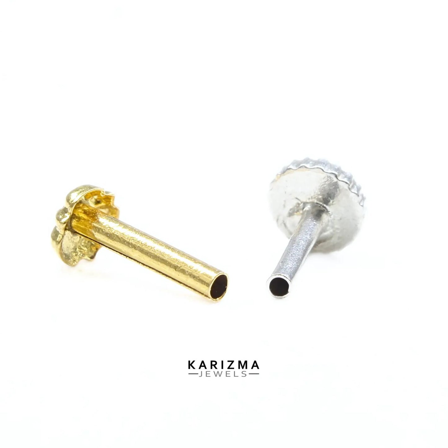 Floral 14k Real Gold Women small Nose Pin Push Pin