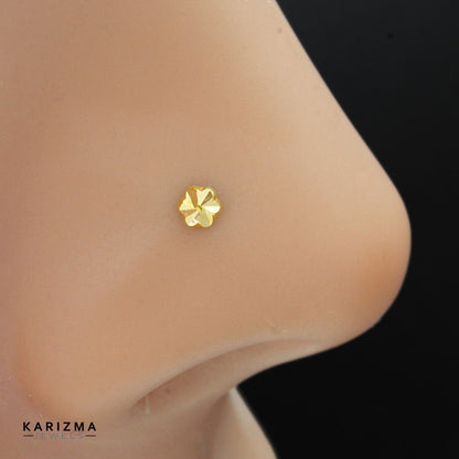 14k Real Gold Women floral stylish Tiny Nose Pin Push Pin