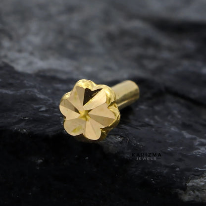 14k Real Gold Women floral stylish Tiny Nose Pin Push Pin