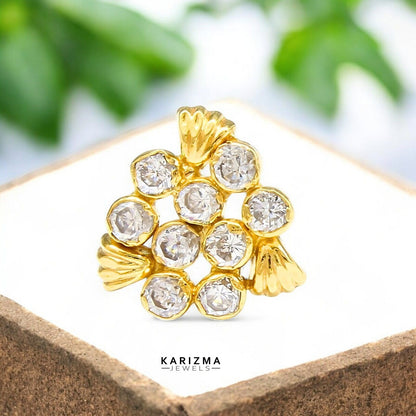 Trendy 14K Real Gold Women White CZ Nose Pin nose ring Push Pin