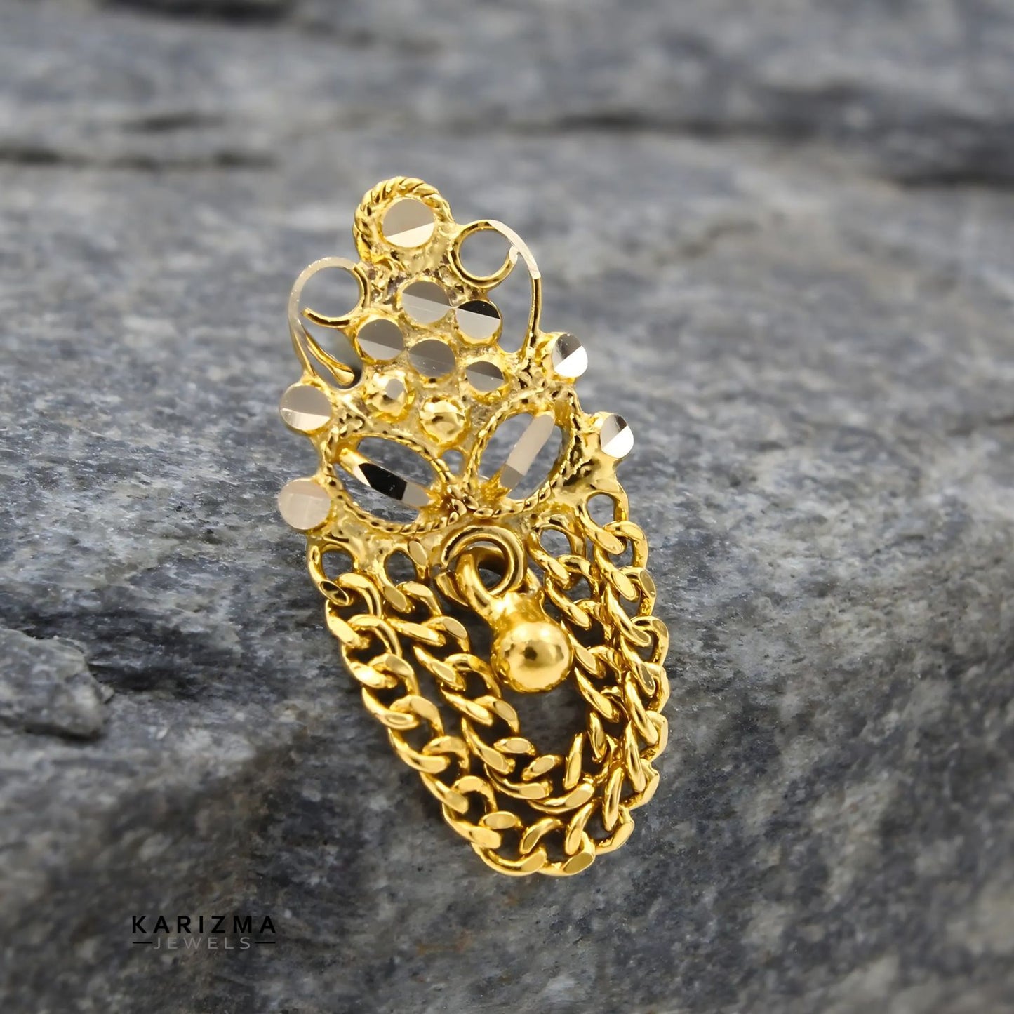 14k Real Gold Women dangle cultural design Nose Pin Push Pin