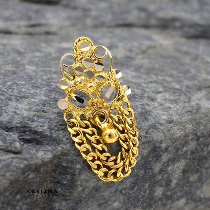 14k Real Gold Women dangle cultural design Nose Pin Push Pin