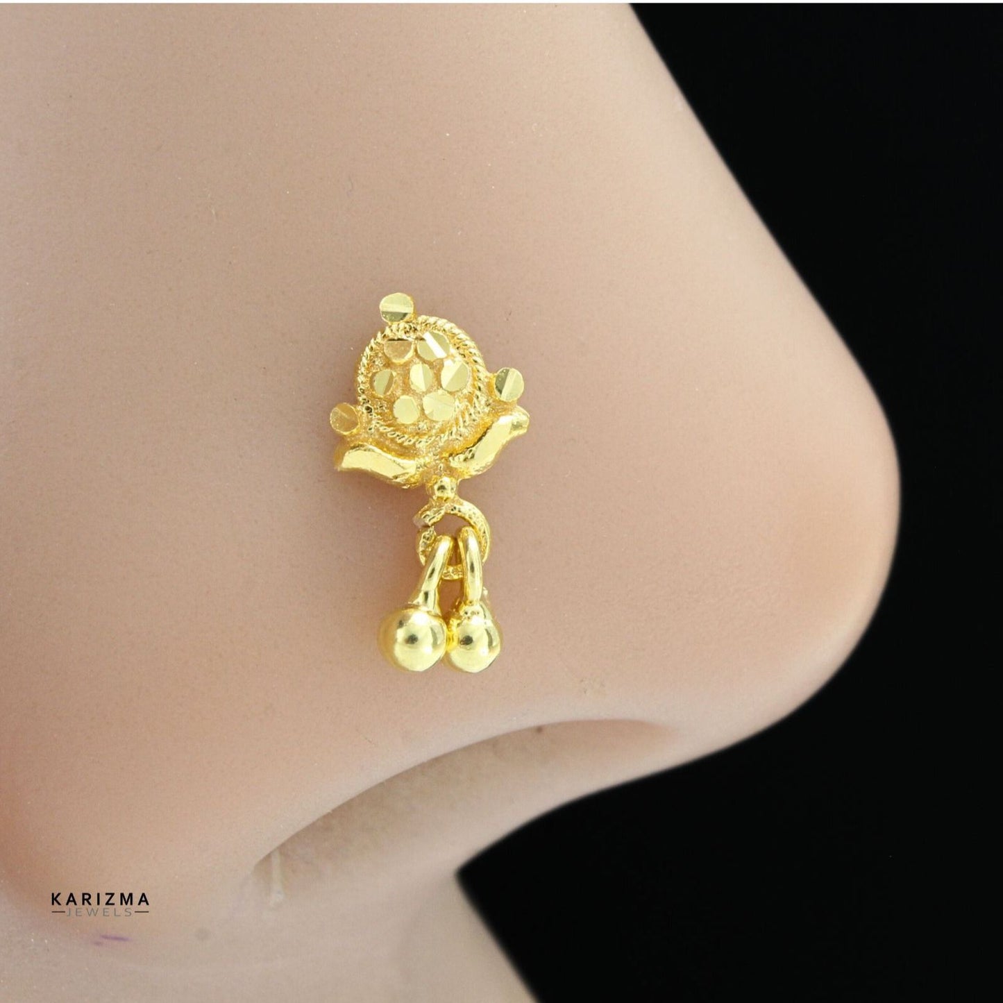 Dangle Style 18K Real Gold Women Nose stud nose ring Push Pin