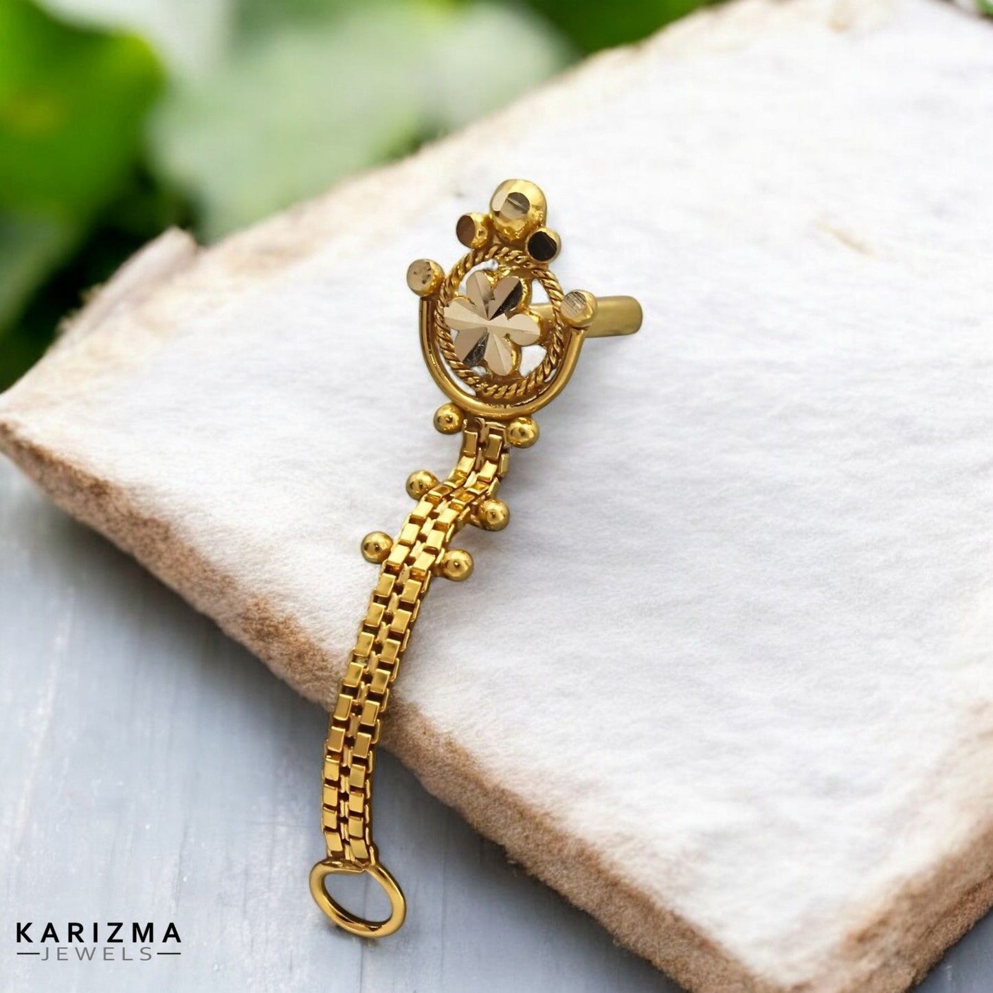 Cute 14k Real Gold Chain Style Women Nose Pin Push Pin