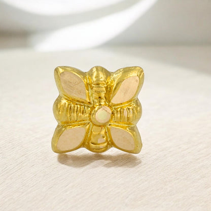 Trendy 18k Real Gold Women square Nose pin Push Pin
