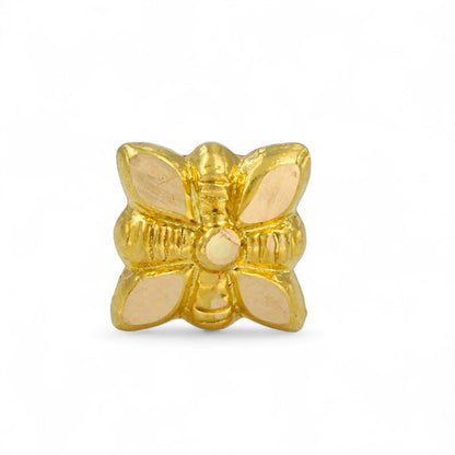 Trendy 18k Real Gold Women square Nose pin Push Pin