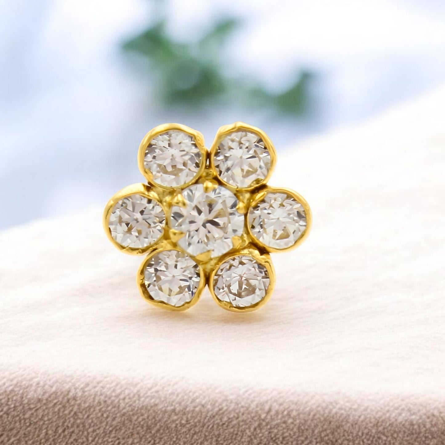 Daily wear 18K Real Gold White CZ Nose pin nose ring Push Pin