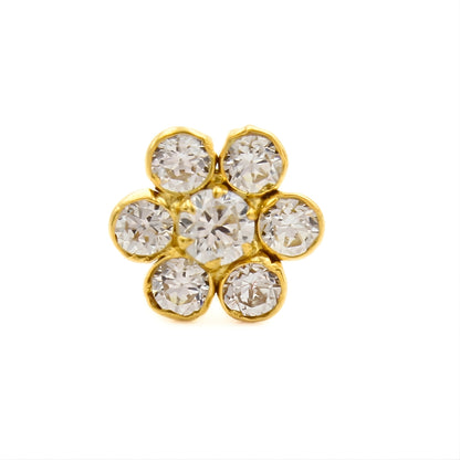 Daily wear 18K Real Gold White CZ Nose pin nose ring Push Pin
