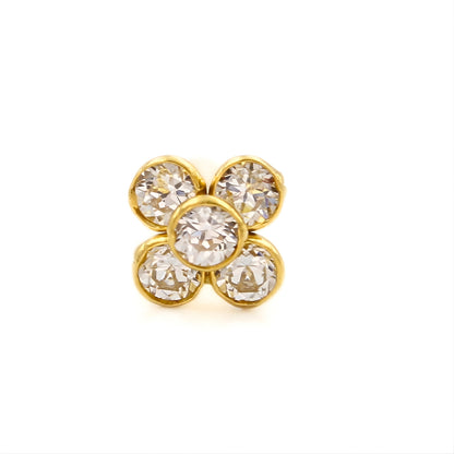 Light Weight 18K Real Gold White CZ Nose pin Push Pin