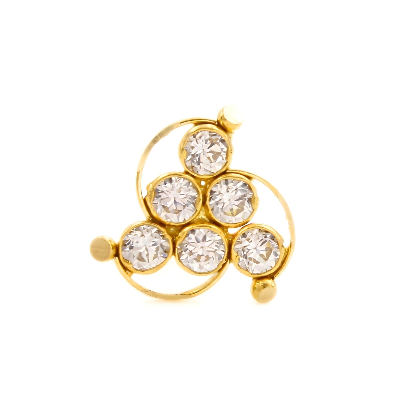 Cute 18K Real Gold White CZ Nose stud pin ring Push Pin