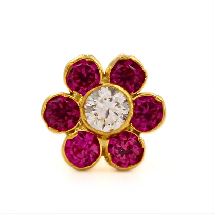 Small 18K Real Gold Pink White CZ Nose pin nose ring Push Pin