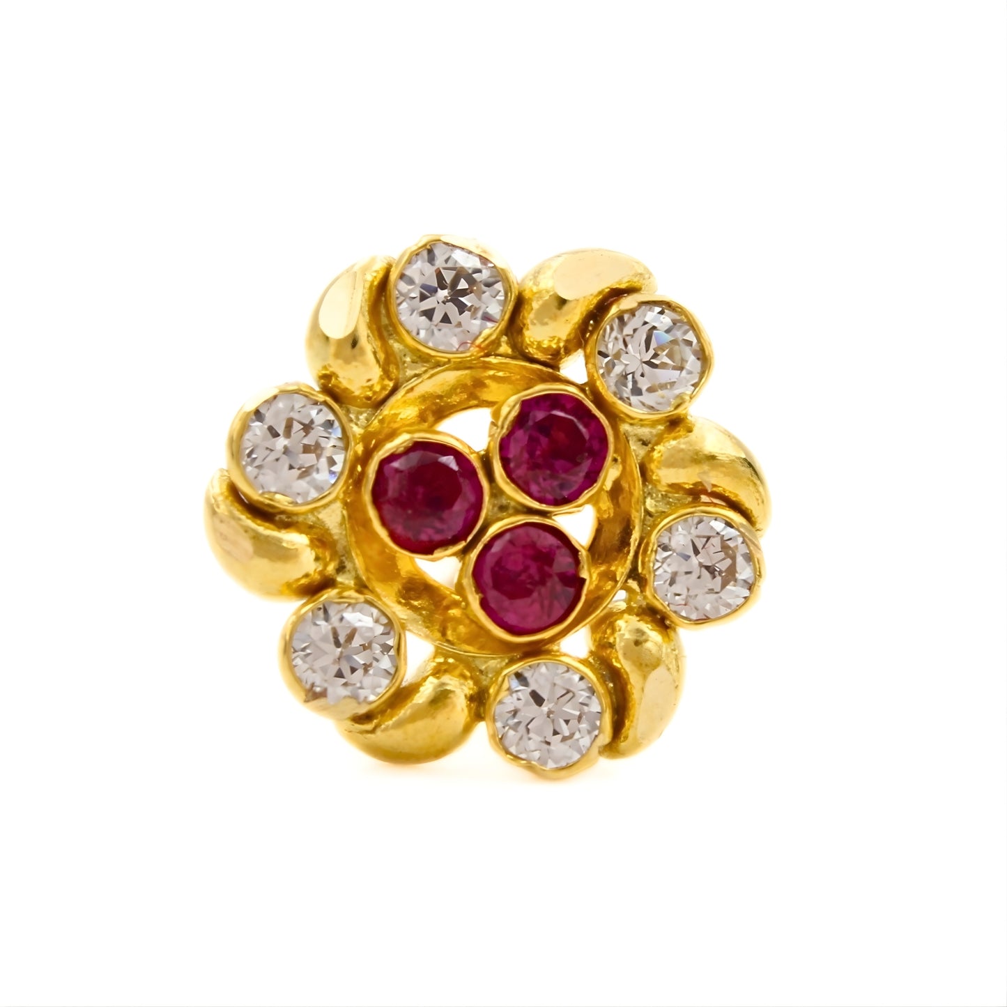 Flower 18K Real Gold Pink White CZ Nose pin nose ring Push Pin