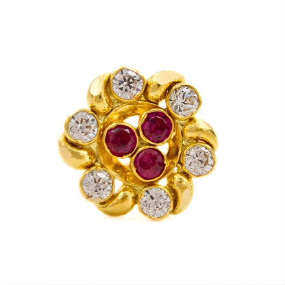 Flower 18K Real Gold Pink White CZ Nose pin nose ring Push Pin