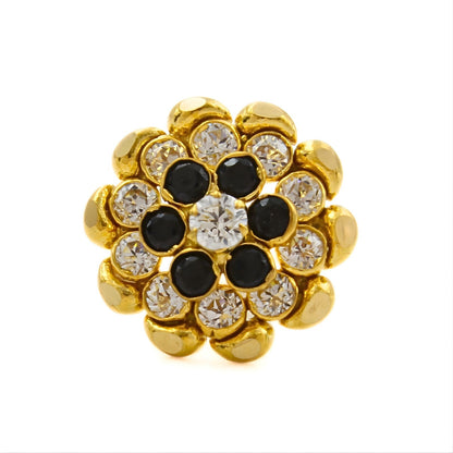 18K Real Gold Black White CZ Bloom Nose pin nose ring Push Pin