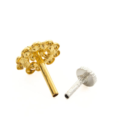 18K Real Gold Black White CZ Bloom Nose pin nose ring Push Pin