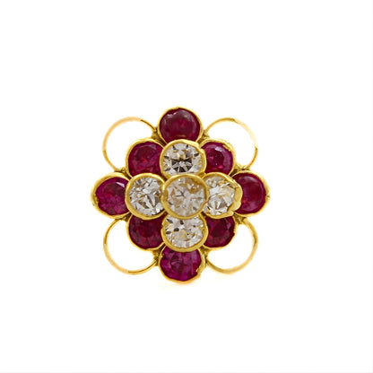 Floral 18K Real Gold Pink White CZ Nose Pin nose ring Push Pin