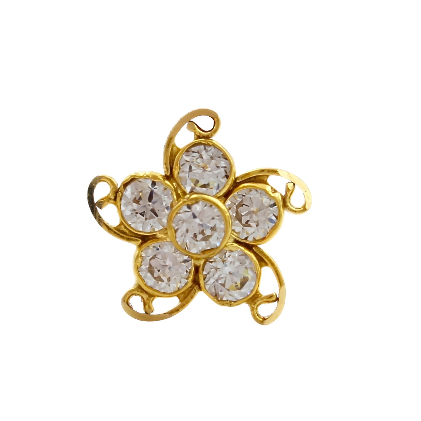 Star 18K Real Gold White CZ Nose Pin nose ring Push Pin