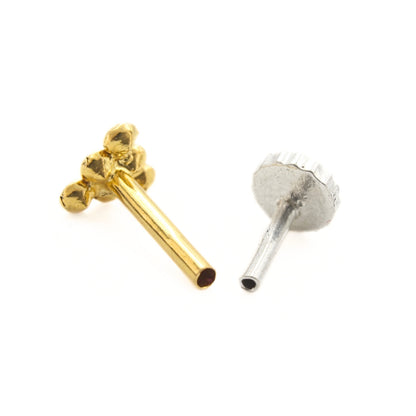 Triangle Design 18K Real Gold White CZ Push Pin Nose Pin