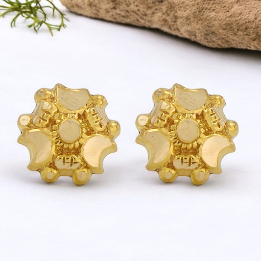 Unique 18K Real Gold Two in One women Nose pin cum Earring Gold Screw Back