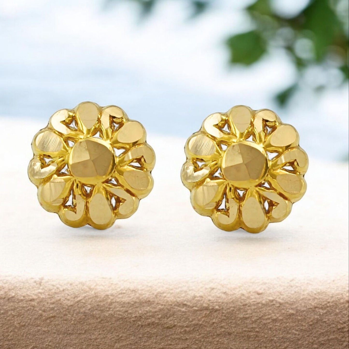 Small 18K Real Gold Two in One women Nose pin cum Earring Gold Screw Back