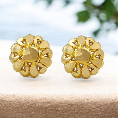 Small 18K Real Gold Two in One women Nose pin cum Earring Gold Screw Back