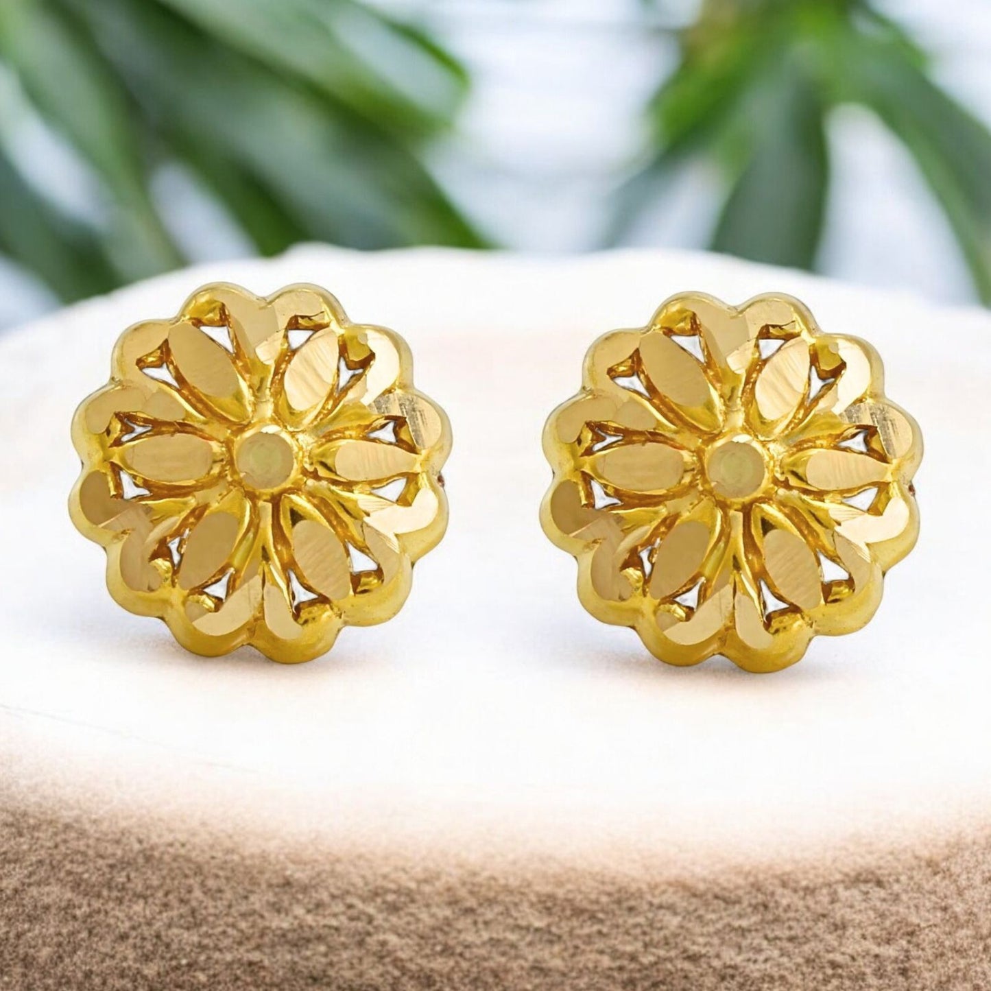 18K Real Gold Two in One women Nose pin cum Earring Gold Screw Back