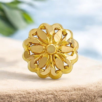 18K Real Gold Two in One women Nose pin cum Earring Gold Screw Back