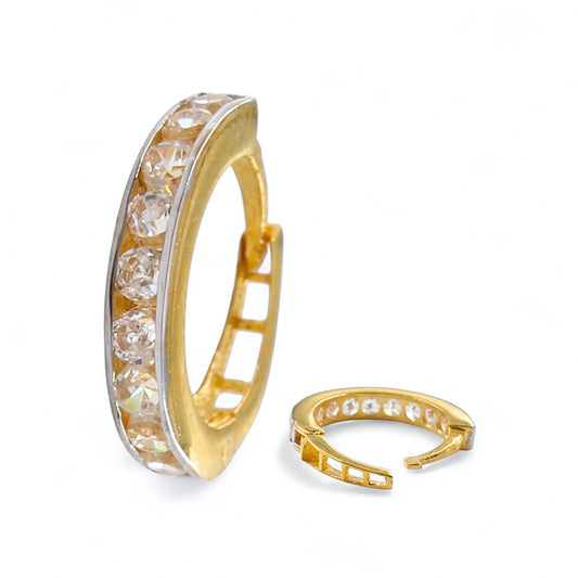 18K Real Gold Nose ring White CZ Clicker Nose Hoop Ring 20g