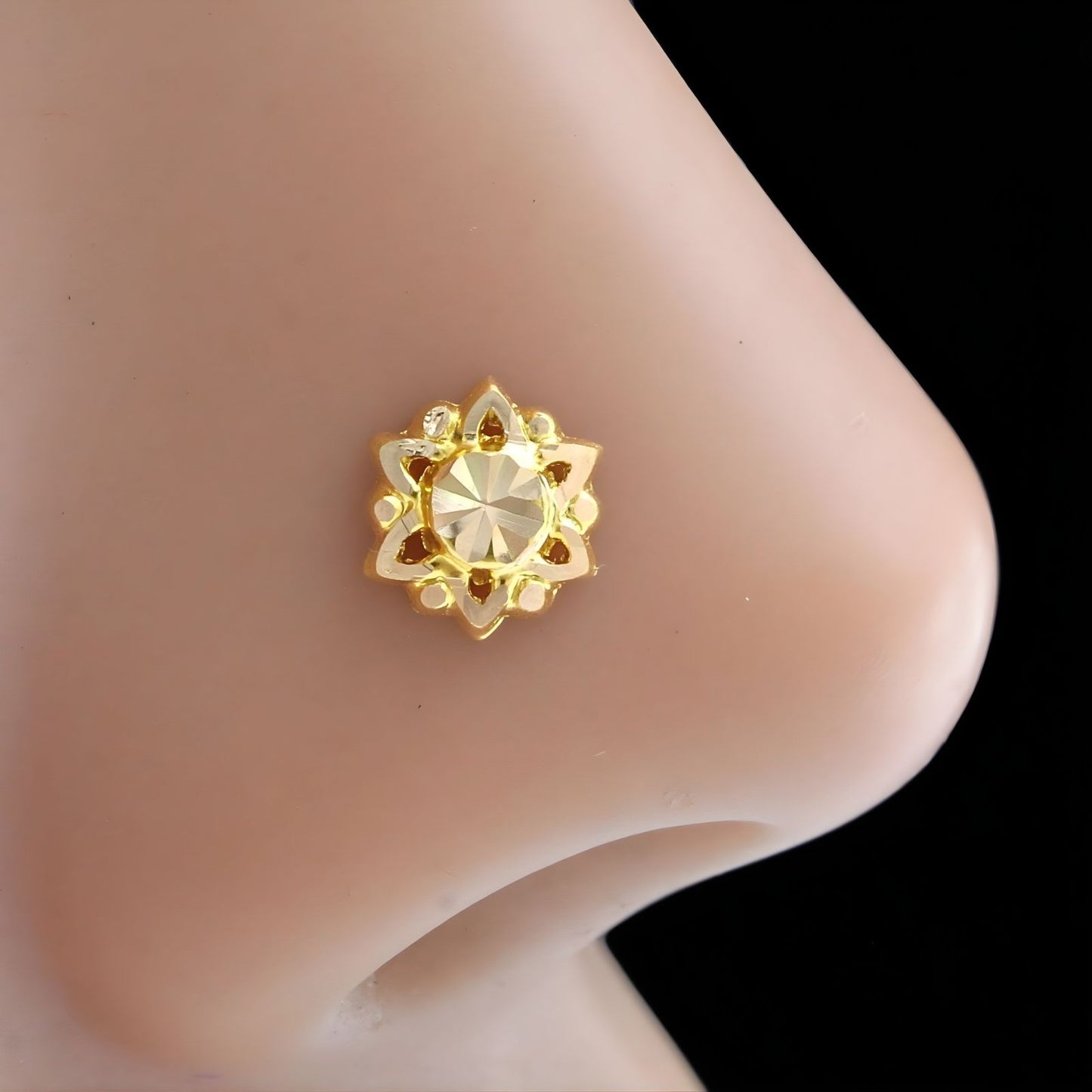 18K Real Gold women star Nose pin nose ring Push Pin