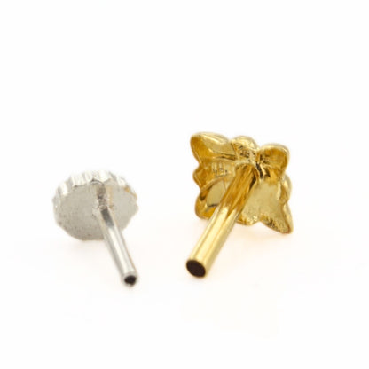 Trendy 18k Real Gold Women square Nose pin Push Pin