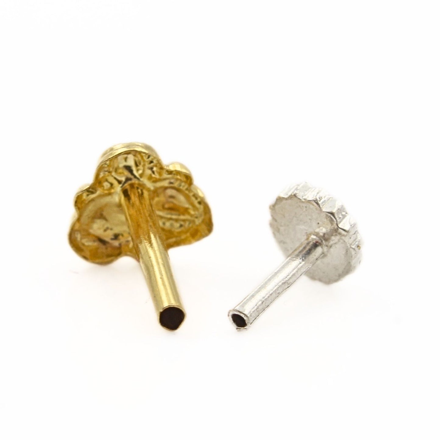 Ethnic floral 18k Real Gold Women Nose pin Push Pin