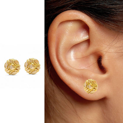 Floral 18K Real Gold Two in One women Nose pin cum Earring Gold Screw Back