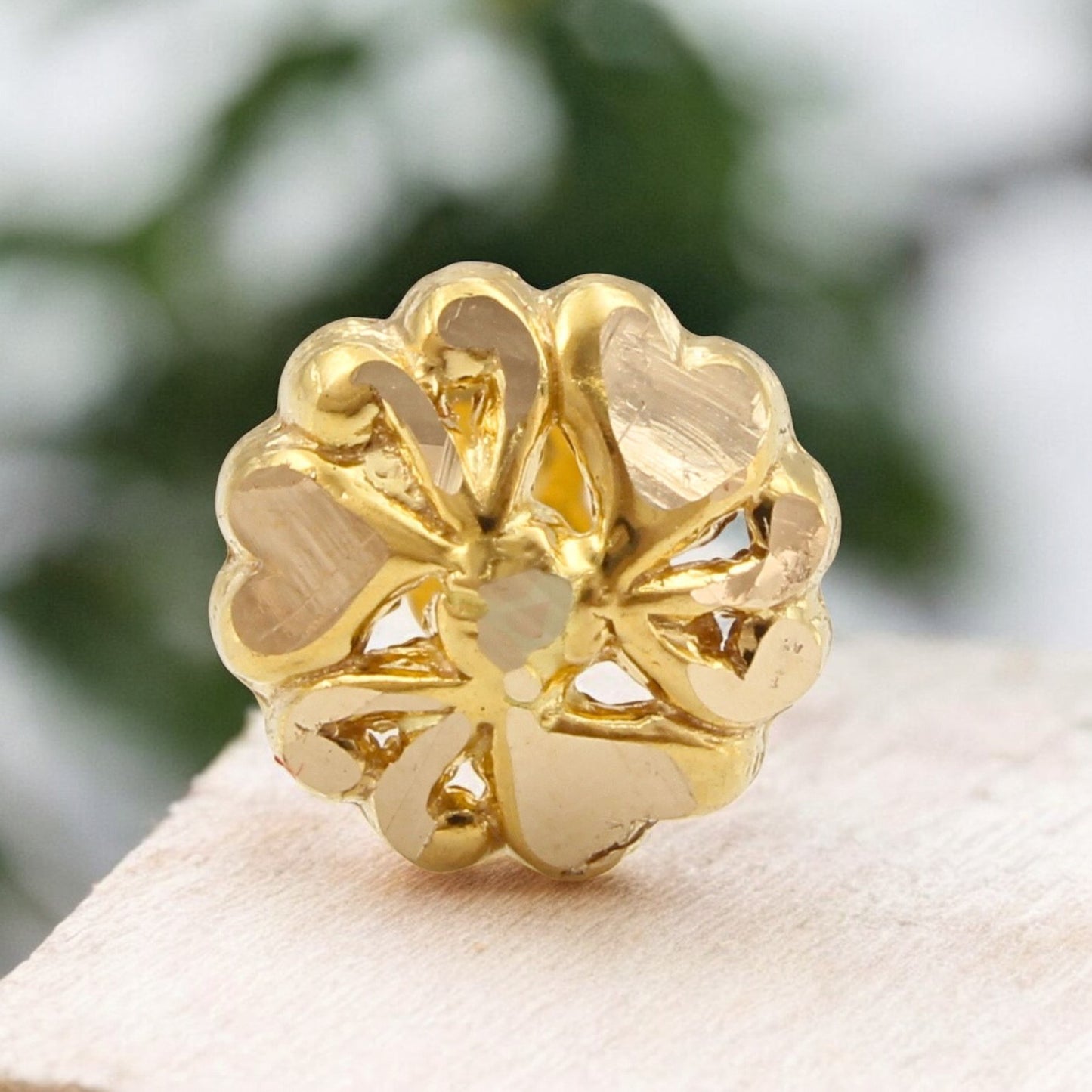 Tiny 18K Real Gold Two in One women Nose pin cum Earring Gold Screw Back