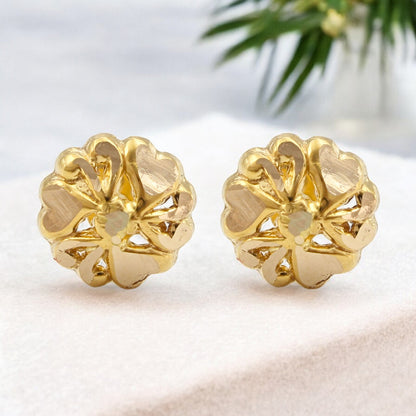 Tiny 18K Real Gold Two in One women Nose pin cum Earring Gold Screw Back