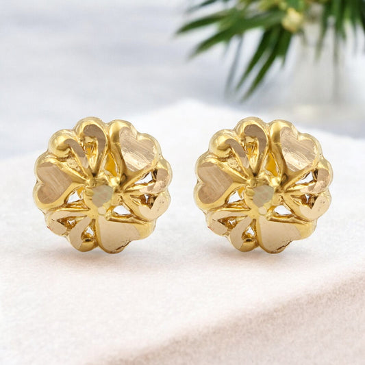 Tiny 18K Real Gold Two in One women Nose pin cum Earring Gold Screw Back