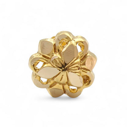 Trendy 18K Real Gold Two in One women Nose pin cum Earring Gold Screw Back