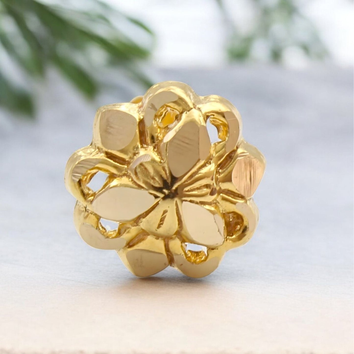 Trendy 18K Real Gold Two in One women Nose pin cum Earring Gold Screw Back