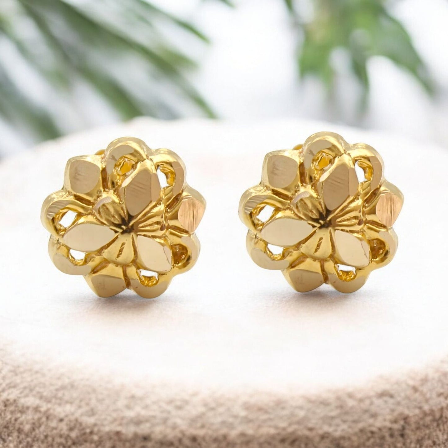 Trendy 18K Real Gold Two in One women Nose pin cum Earring Gold Screw Back