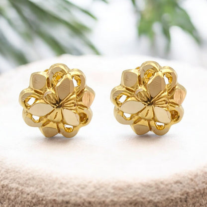 Trendy 18K Real Gold Two in One women Nose pin cum Earring Gold Screw Back