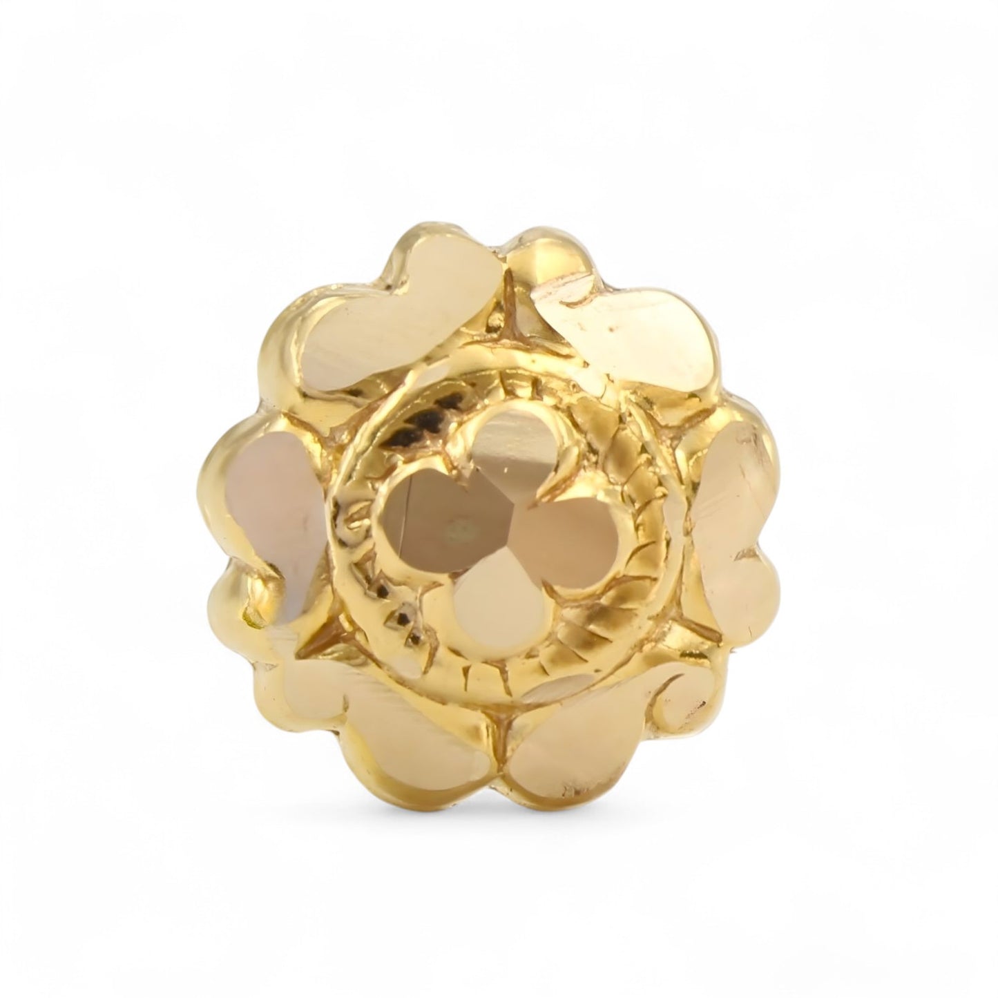 18K Real Gold Two in One women Nose pin cum Earring Gold Screw Back