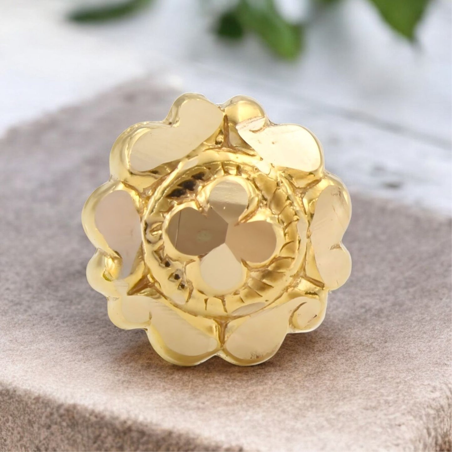 18K Real Gold Two in One women Nose pin cum Earring Gold Screw Back