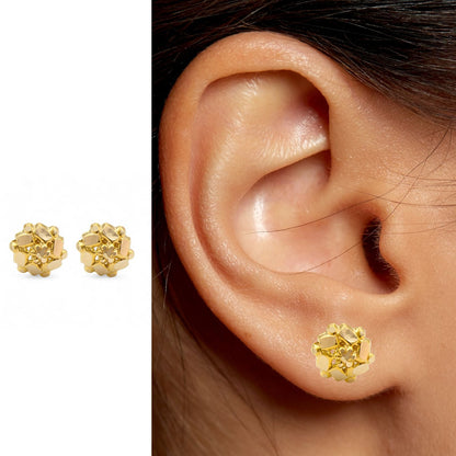 18K Real Gold Two in One women Nose pin cum Earring Gold Screw Back