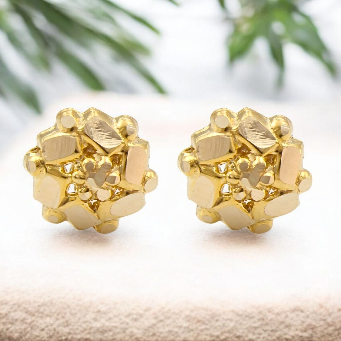 18K Real Gold Two in One women Nose pin cum Earring Gold Screw Back