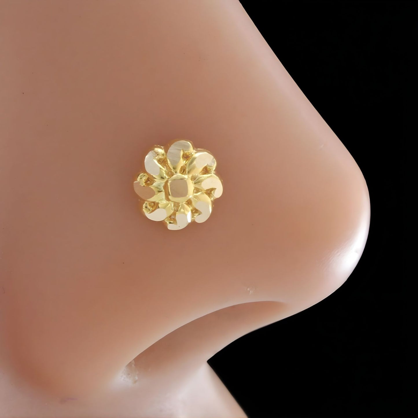 18K Real Gold Two in One women Nose pin cum Earring Gold Screw Back