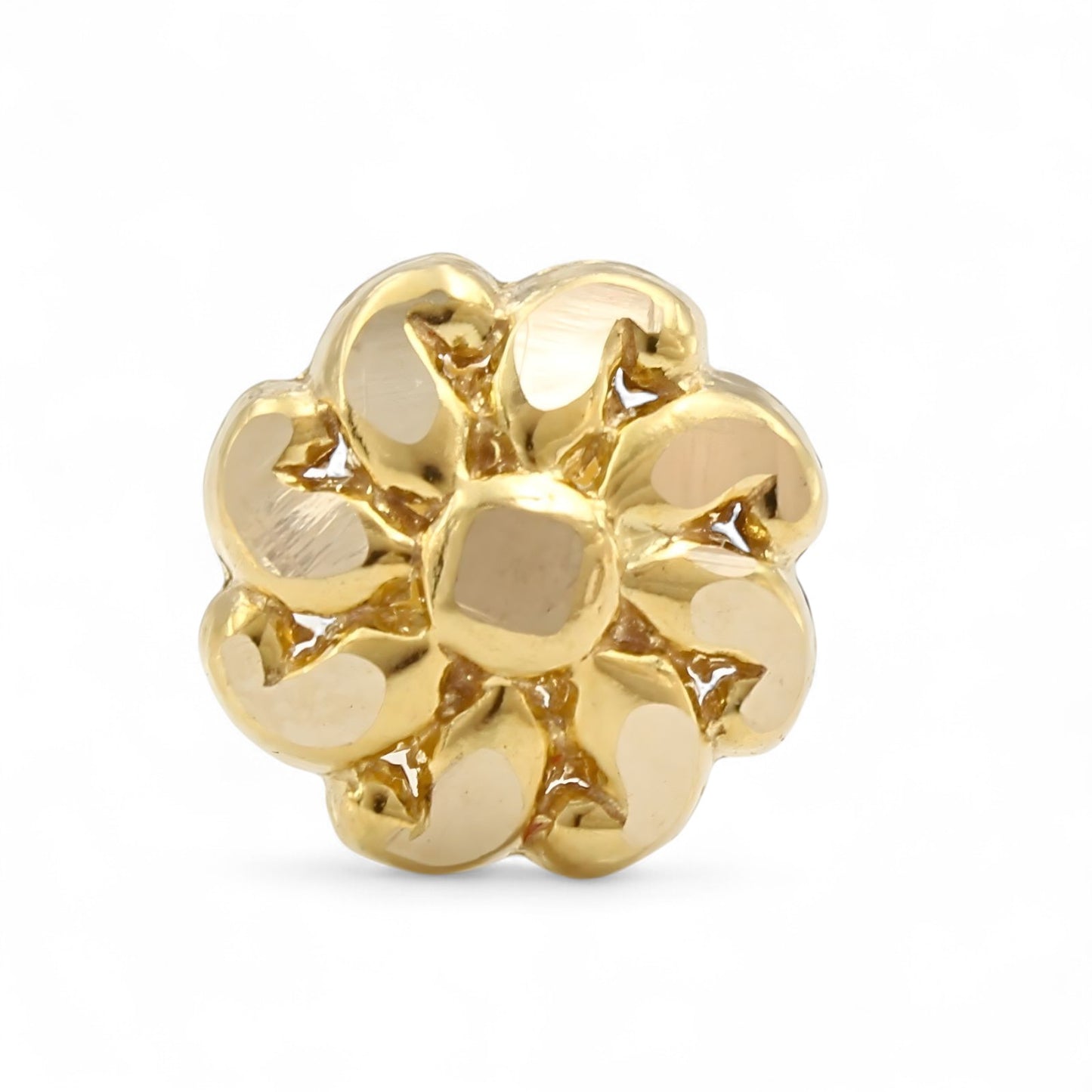 18K Real Gold Two in One women Nose pin cum Earring Gold Screw Back