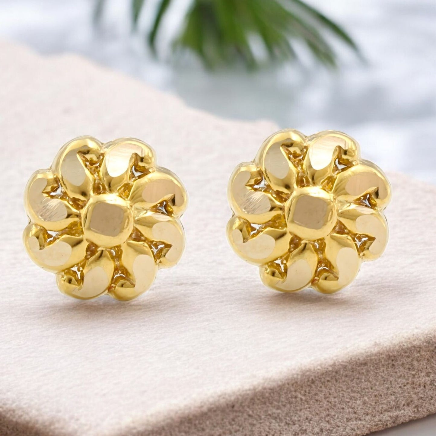 18K Real Gold Two in One women Nose pin cum Earring Gold Screw Back