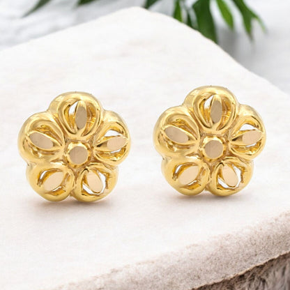 Ethnic 18K Real Gold Two in One women Nose pin cum Earring Gold Screw Back